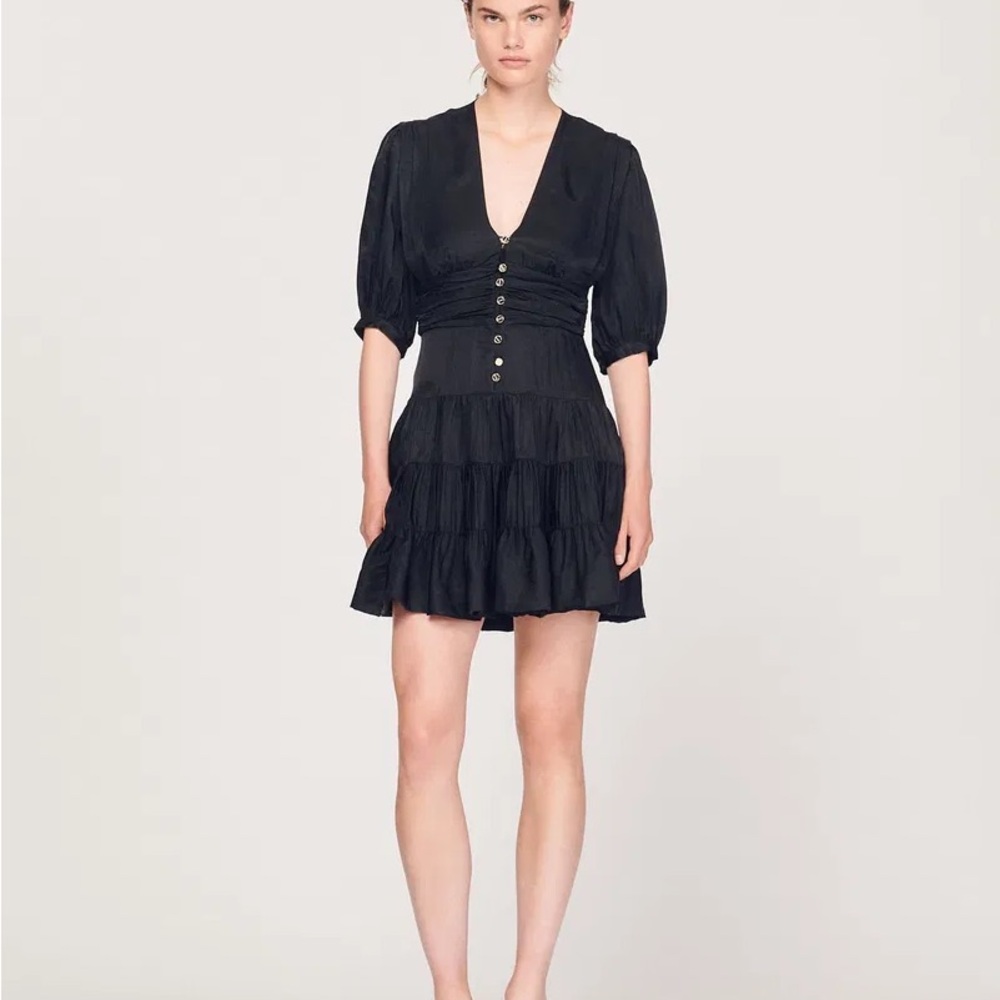 SANDRO

Frilly Dress With Short Sleeves - Size 36 FR